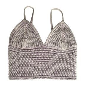 LA Hearts‎ Women Lilac Ivory Crochet Knit Bralette Cami Top Small Festival Boho